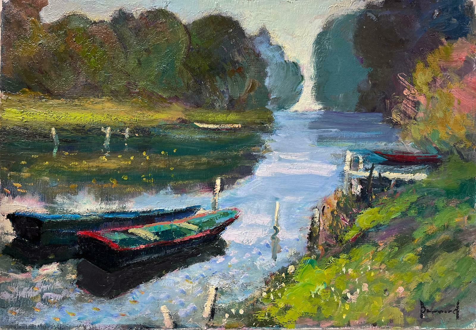 Guy Benardtranquil River Eure Normandy France Beautiful Impressionist Oil Painting Canvas