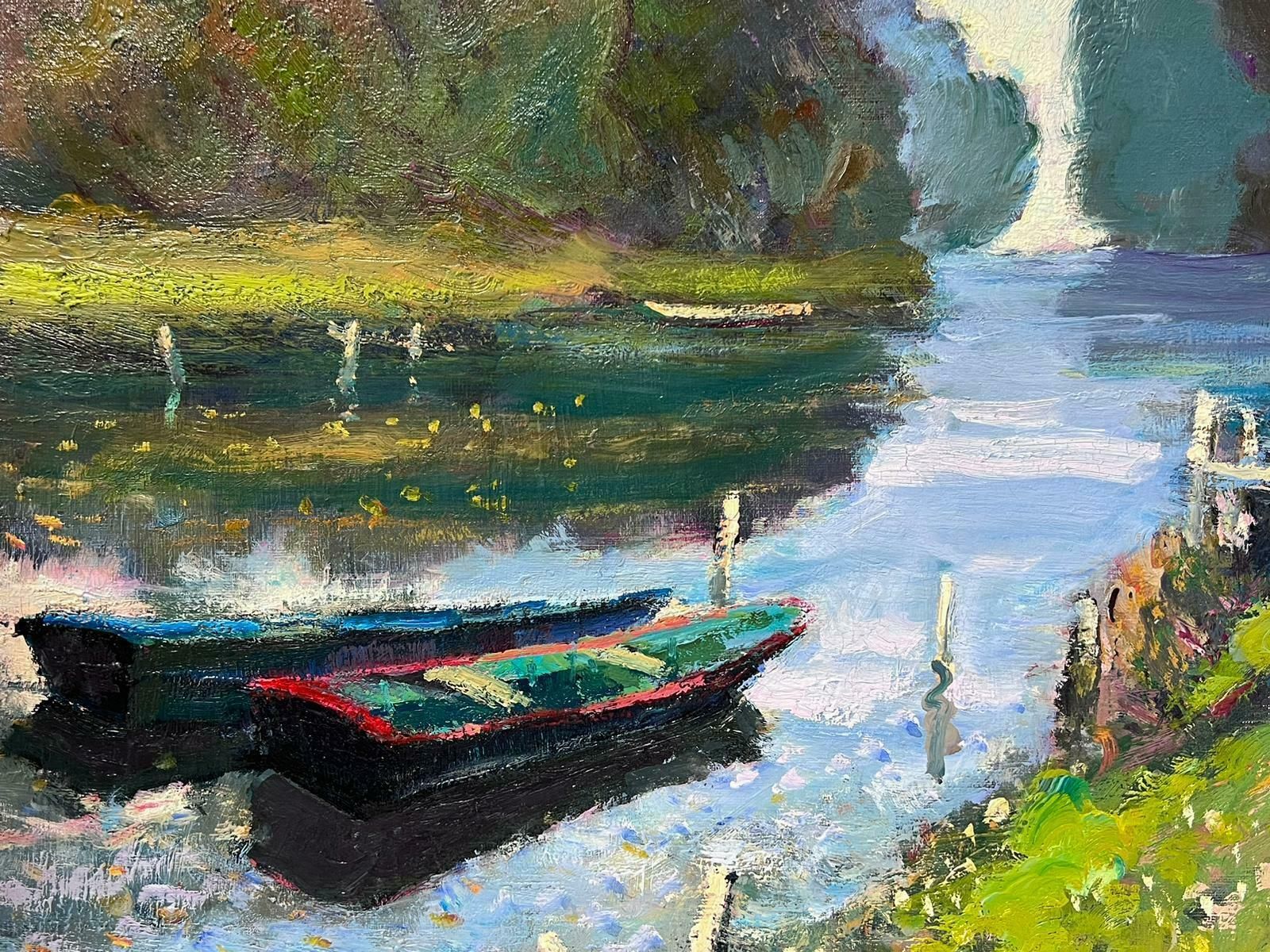 Guy Benardtranquil River Eure Normandy France Beautiful Impressionist Oil Painting Canvas photo furniture