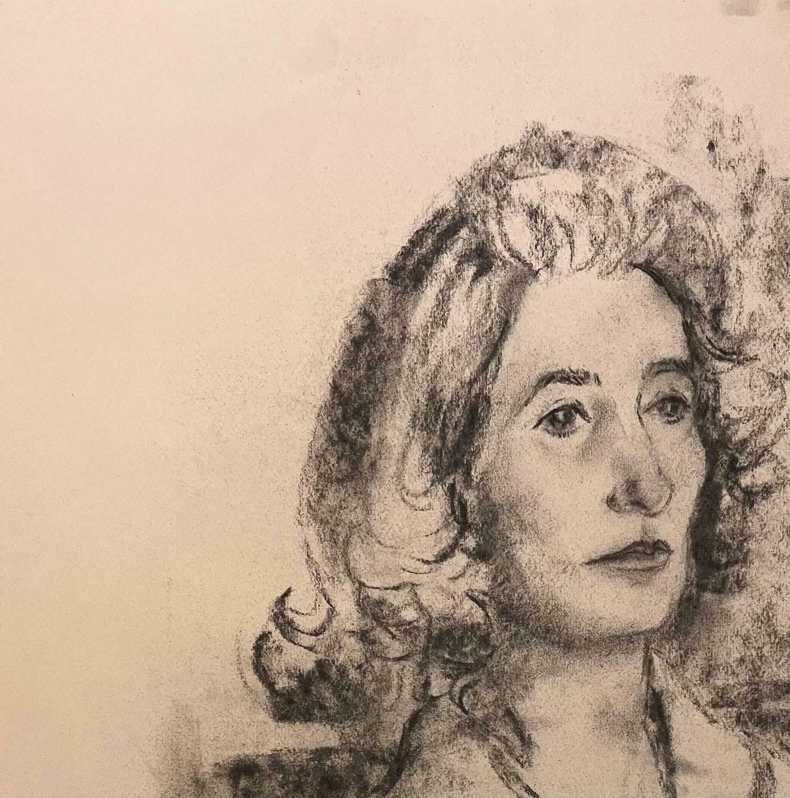 Josine Vignonmid Century French Original Charcoal Portrait Of A Seated Woman1950's photo for sale