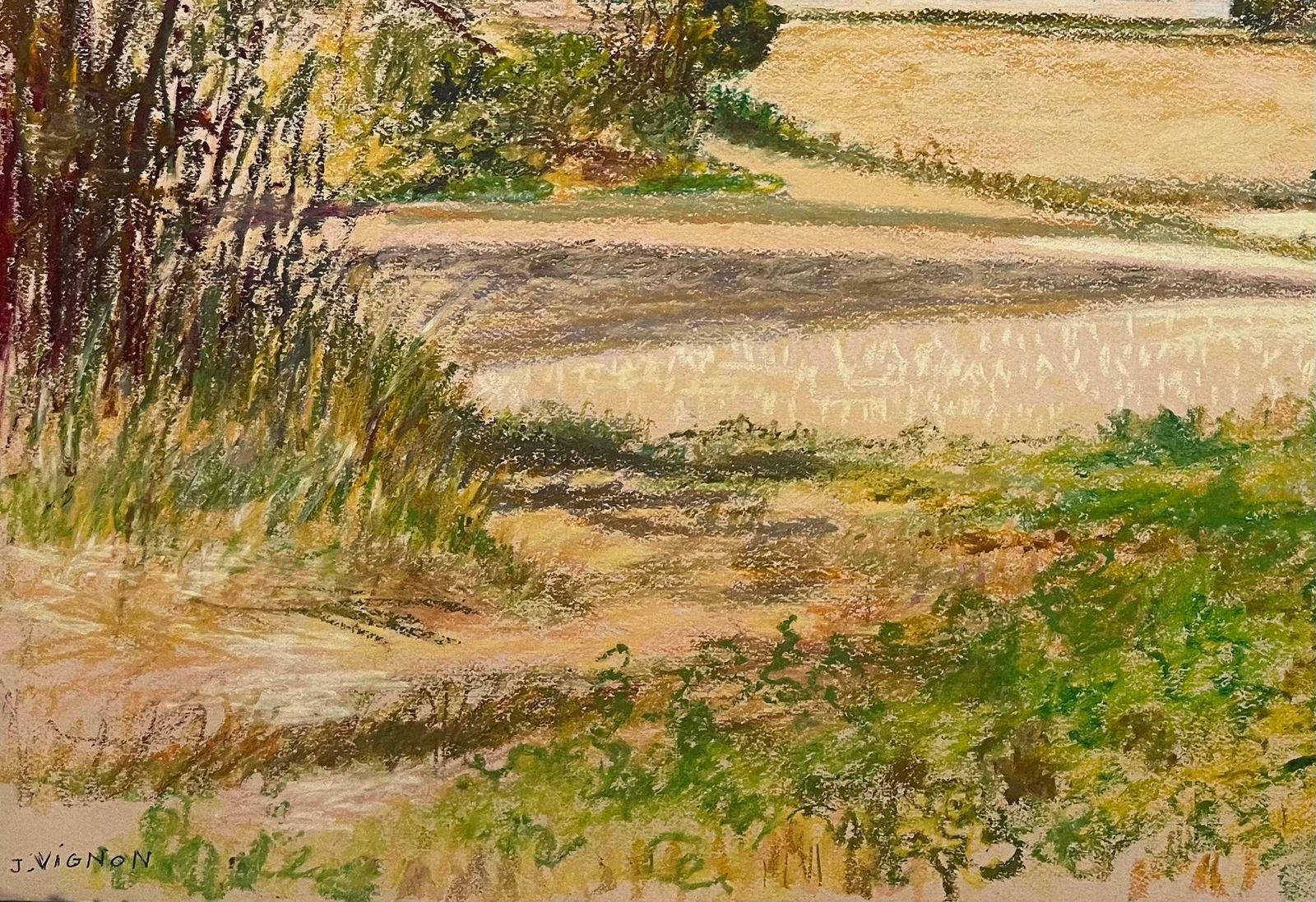 Josine Vignonmid Century French Original Pastel Drawing Of Countryside Landscape1950's photo vinterior