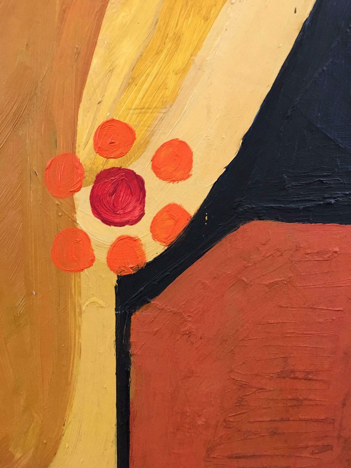 Unknownhuge Colourful Male Portrait Geometric Cubist Original Oil Painting C.1960s photo 4902.0