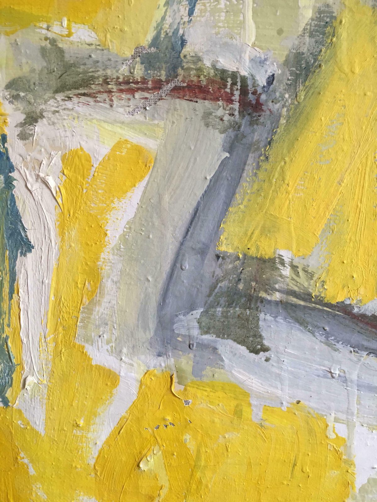 Unknownyellow And Grey Abstract Huge Oil Painting On Canvas Cubist Expressionist Work1992 photo for sale