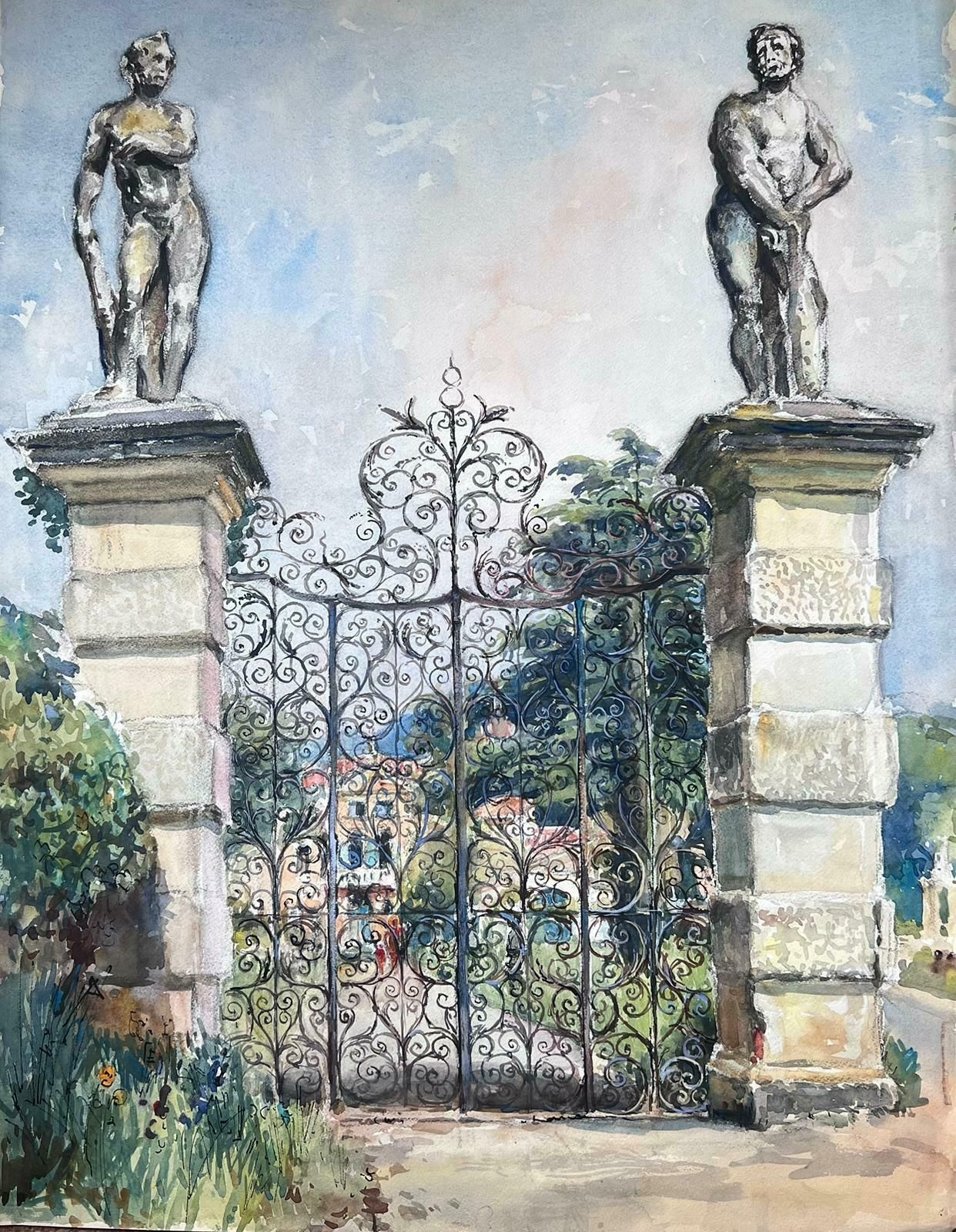 Jean Laforguechateau Park Gates & Gardens Mid 20th Century French Impressionist Painting