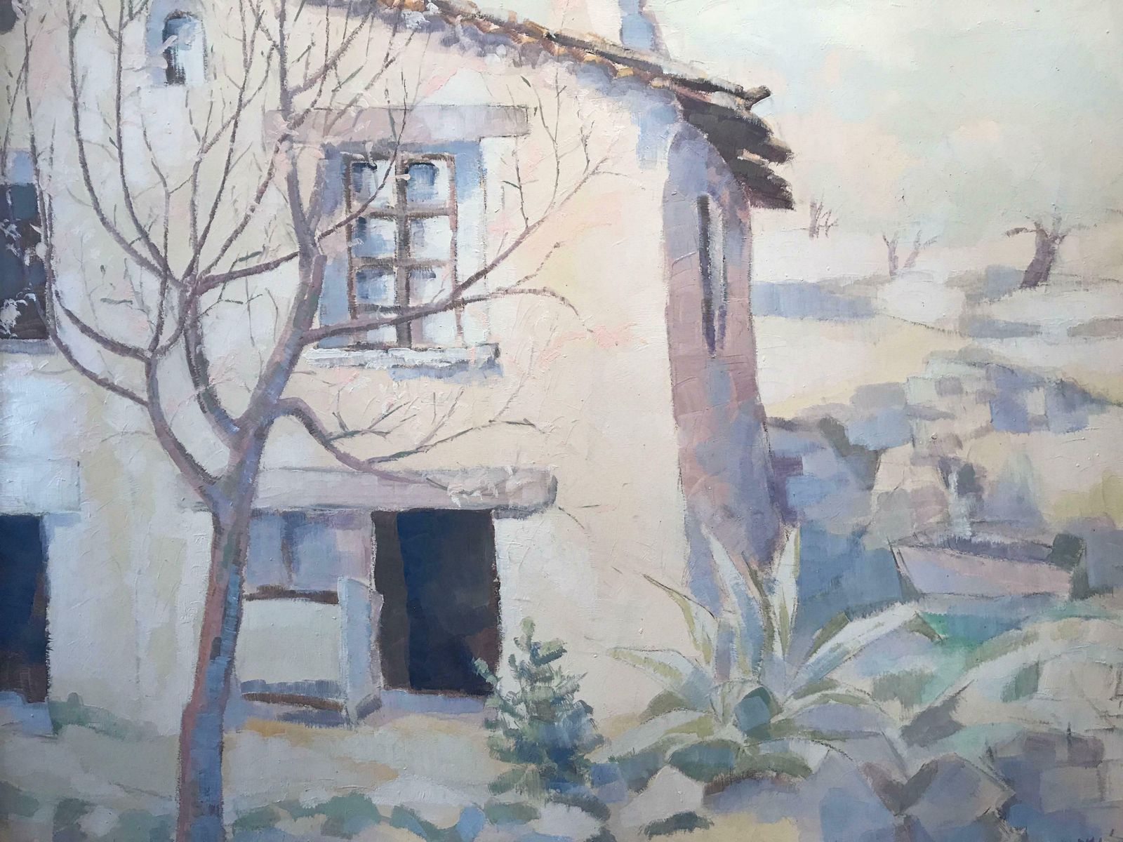 Unknown1960's French Oil Painting Provencal Farm House Signed Oil Paintingc. 1960's