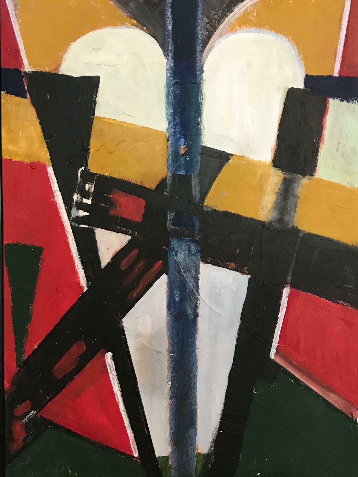 Armand Rottenbergfrench Cubist Abstract Oil Painting Reds Greens & Whitec.1980's