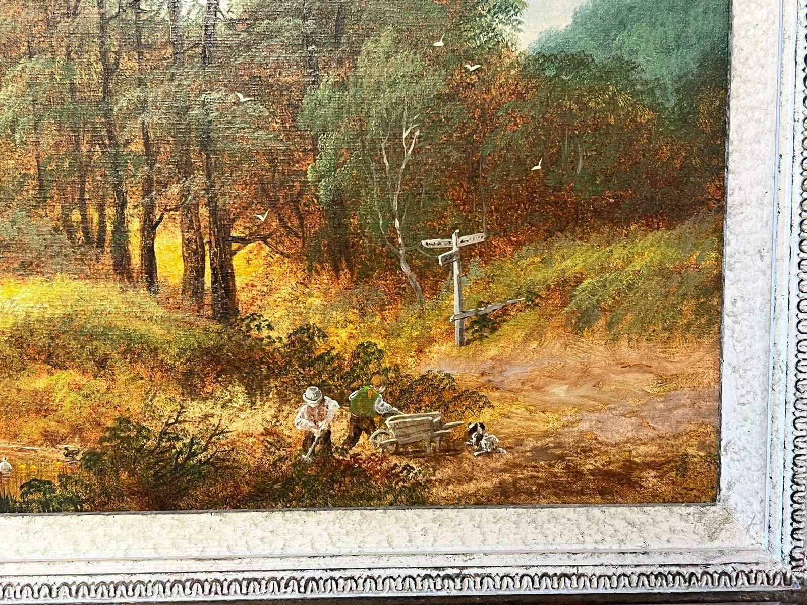 Andrew Grant Curtistraditional English Oil Painting Rural Workers By Lake In Landscape photo vinterior