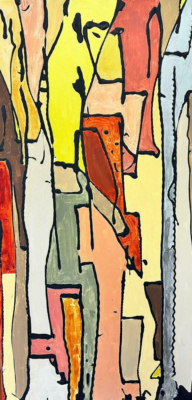 Contemporary British Contemporary British Cubist Abstract Painting On Canvas Large Scale