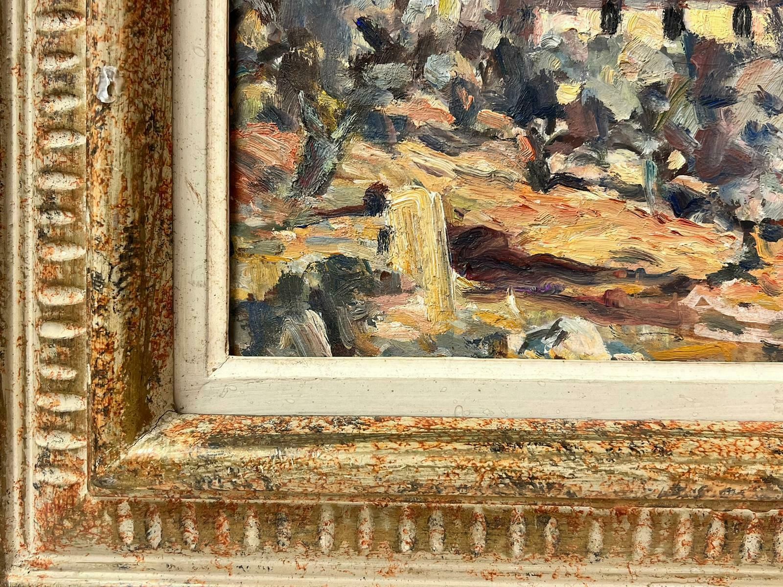 French School1950's French Post Impressionist Oil Painting Old Church In Provence Landscape1950 photo Art