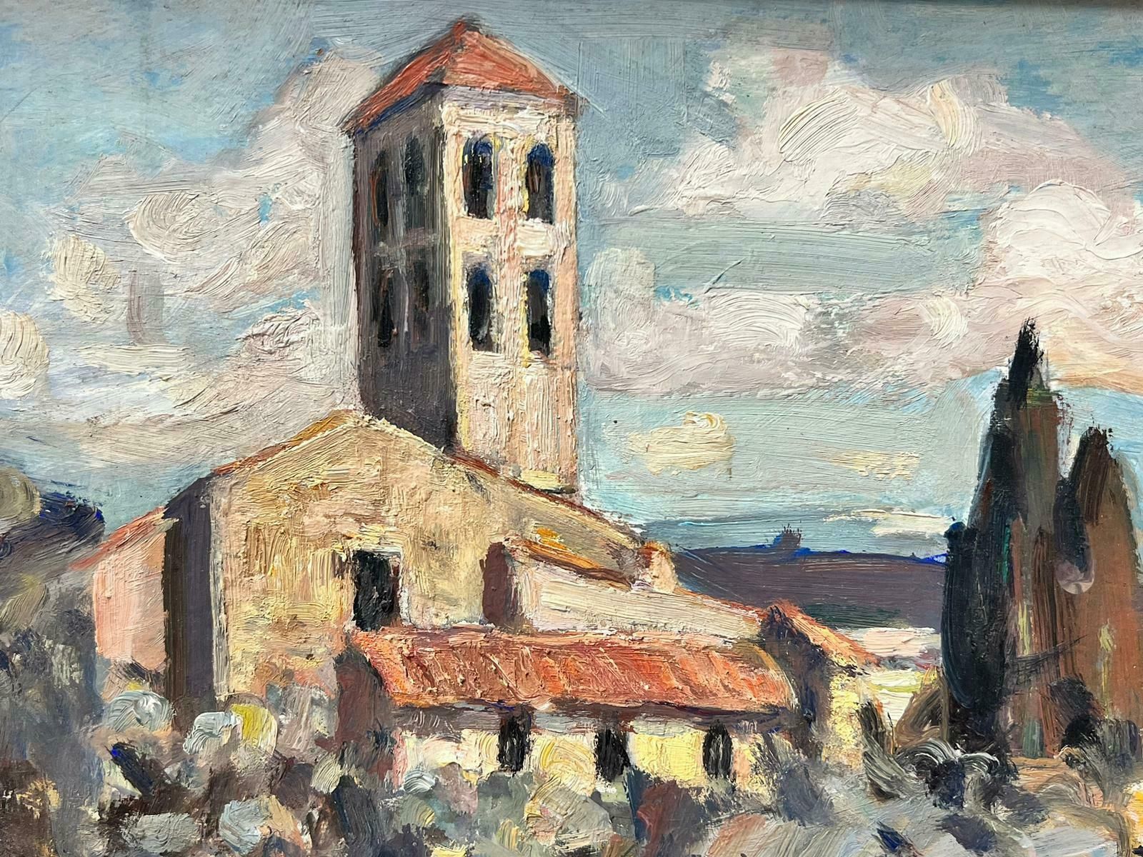 French School1950's French Post Impressionist Oil Painting Old Church In Provence Landscape1950 photo 1277.0