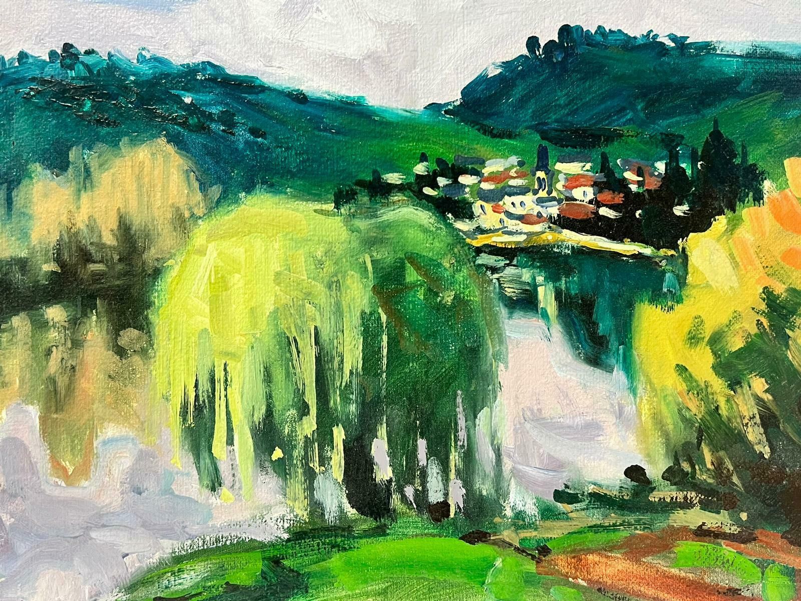 French Schoolriver Seine France French Post Impressionist Signed Oil Painting Green Landscape1981 photo Art
