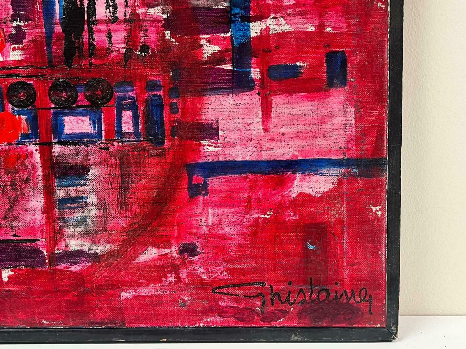 French School1970's French Expressionist Abstract Painting Signed Oil On Canvas Blur Of Color photo vinterior
