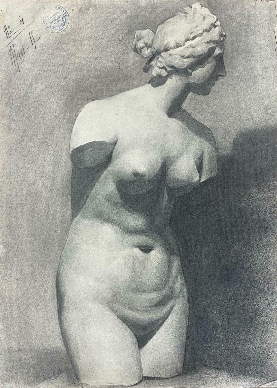 Jeanne Nachat1900s Original French Atelier Life Drawing Nude Woman Sculpture1900s photo furniture