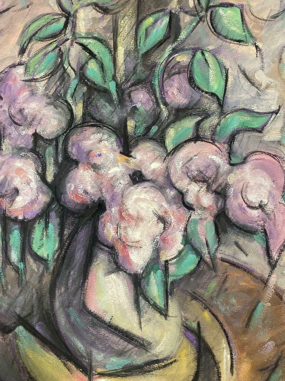 Paul Louis Bolot (French 1918 2003)20th Century French Modernist Painting Purple Eucalyptus Flowers 20th Century (1978) photo furniture