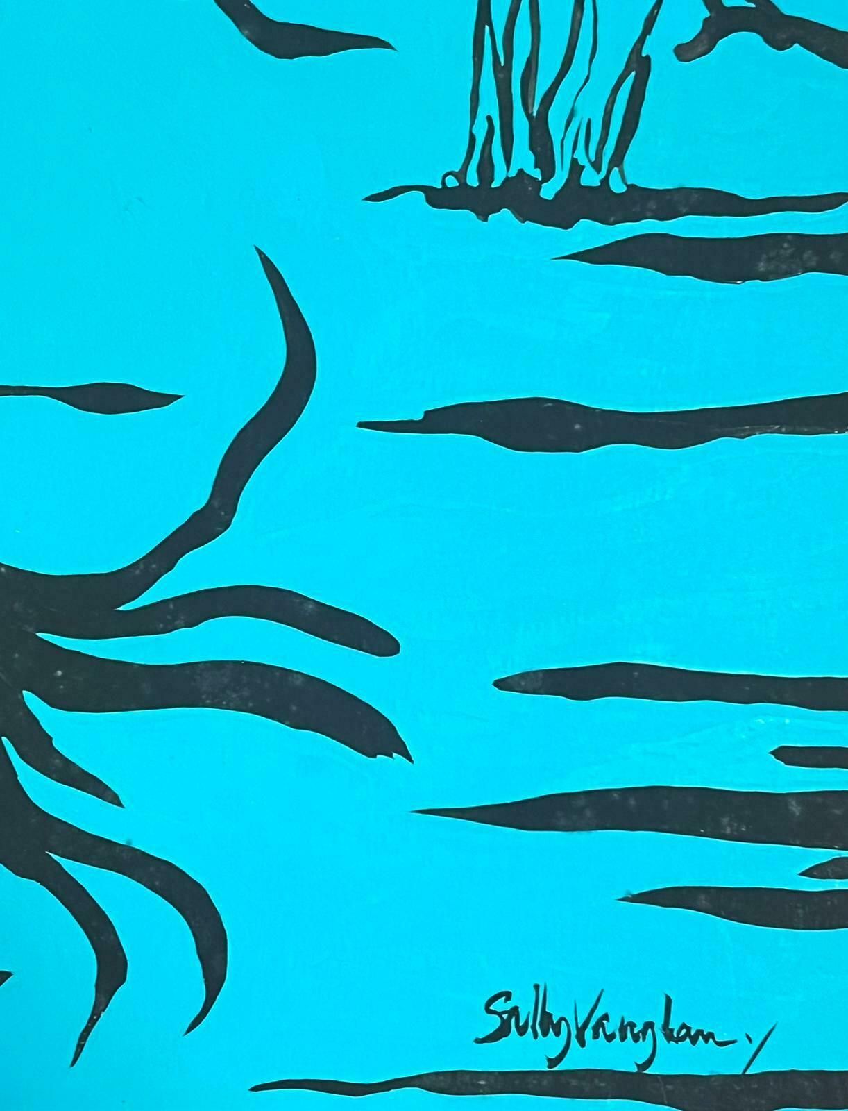 Sally Vaughancontemporary British Abstract Original Painting Pink And Blue Horse1990 photo 689.0