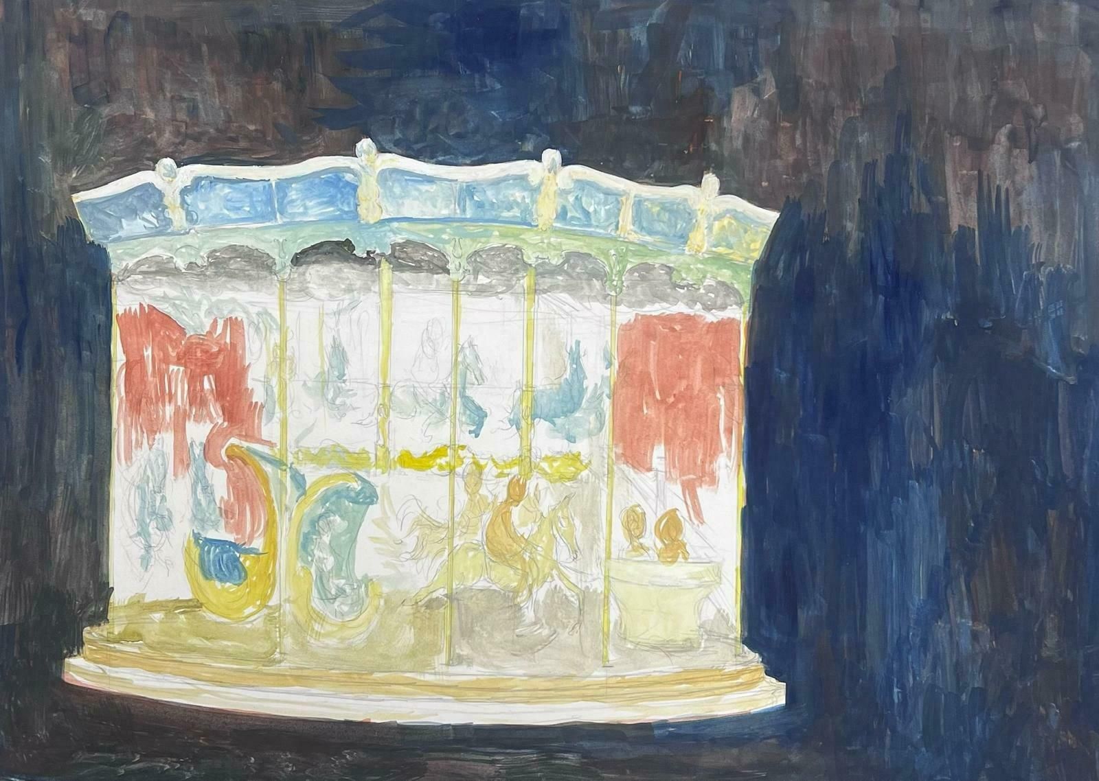 Bernard Labbe1950's Modernist Painting Merry Go Round Landscape1950's