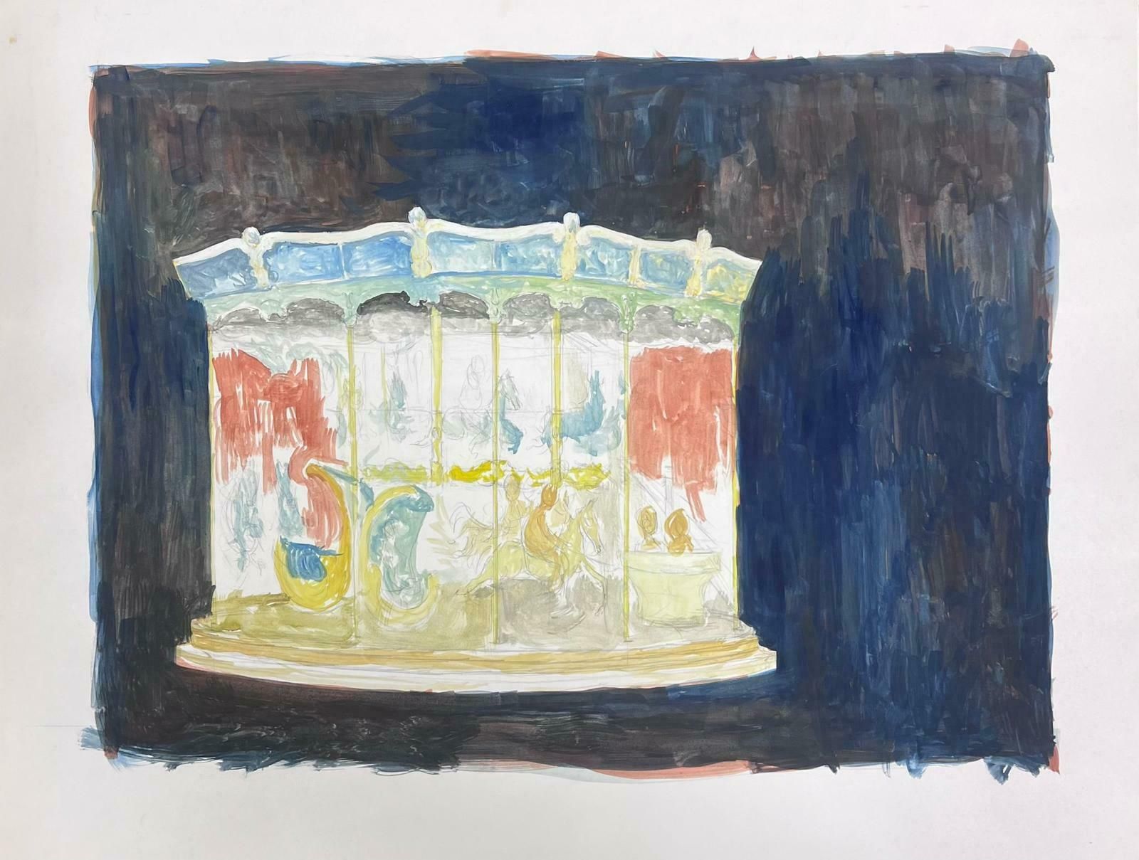 Bernard Labbe1950's Modernist Painting Merry Go Round Landscape1950's photo furniture