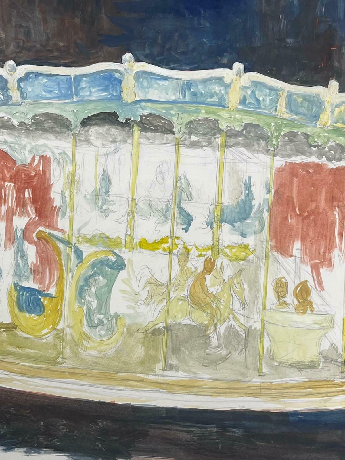Bernard Labbe1950's Modernist Painting Merry Go Round Landscape1950's photo Art