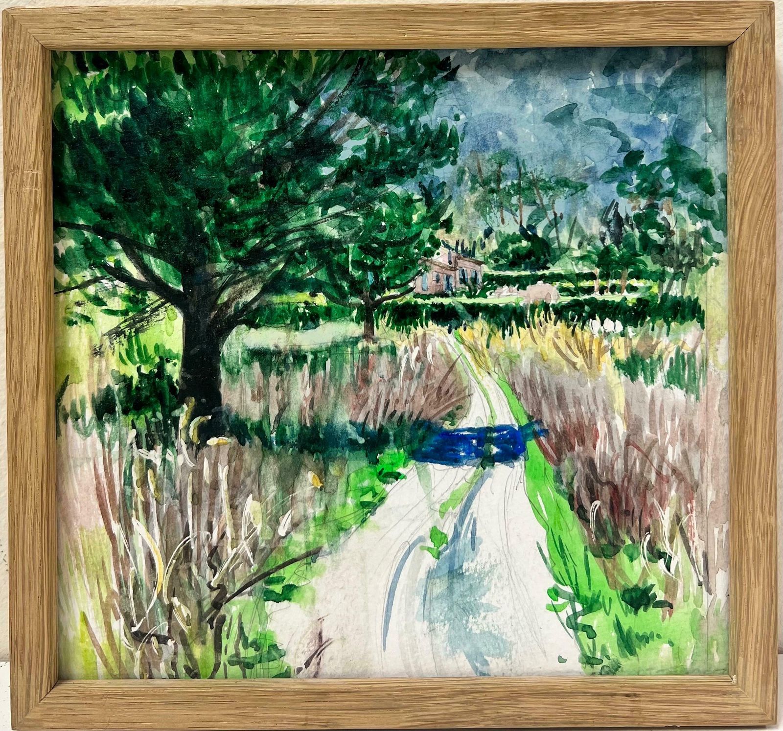 French Schoolfrench Impressionist 20th Century Painting View Of An Old Chateau Through Garden photo furniture