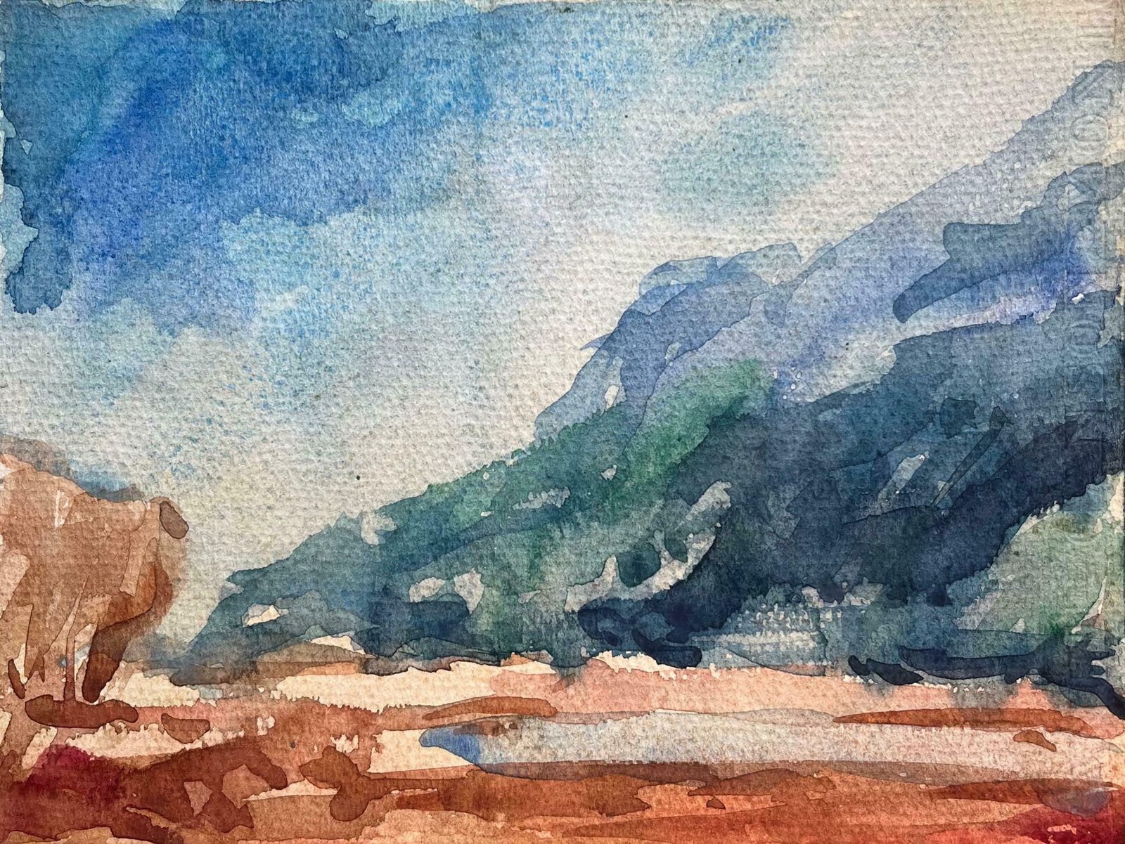 Maurice Mazeiliefrench Impressionist Watercolor Of A Mountainous Landscape And Valley20th Century