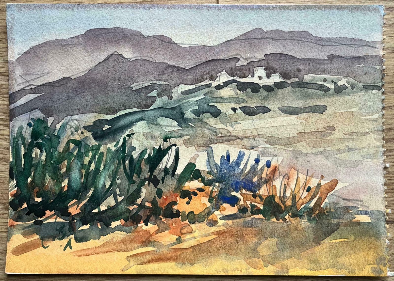 Maurice Mazeiliefrench Impressionist Watercolor Of A Mountainous Landscape20th Century photo furniture