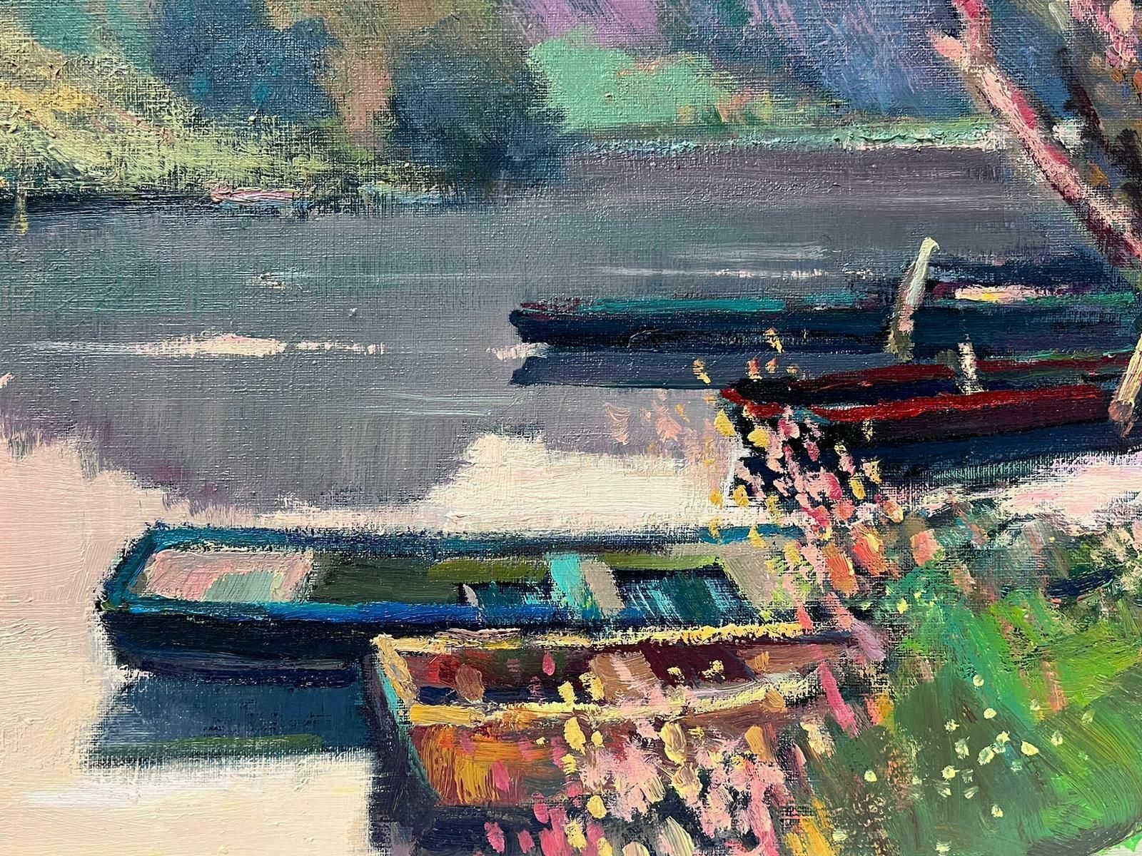 Guy Benardboats On The River Eure Normandy France French Post Impressionist Signed Oil photo furniture