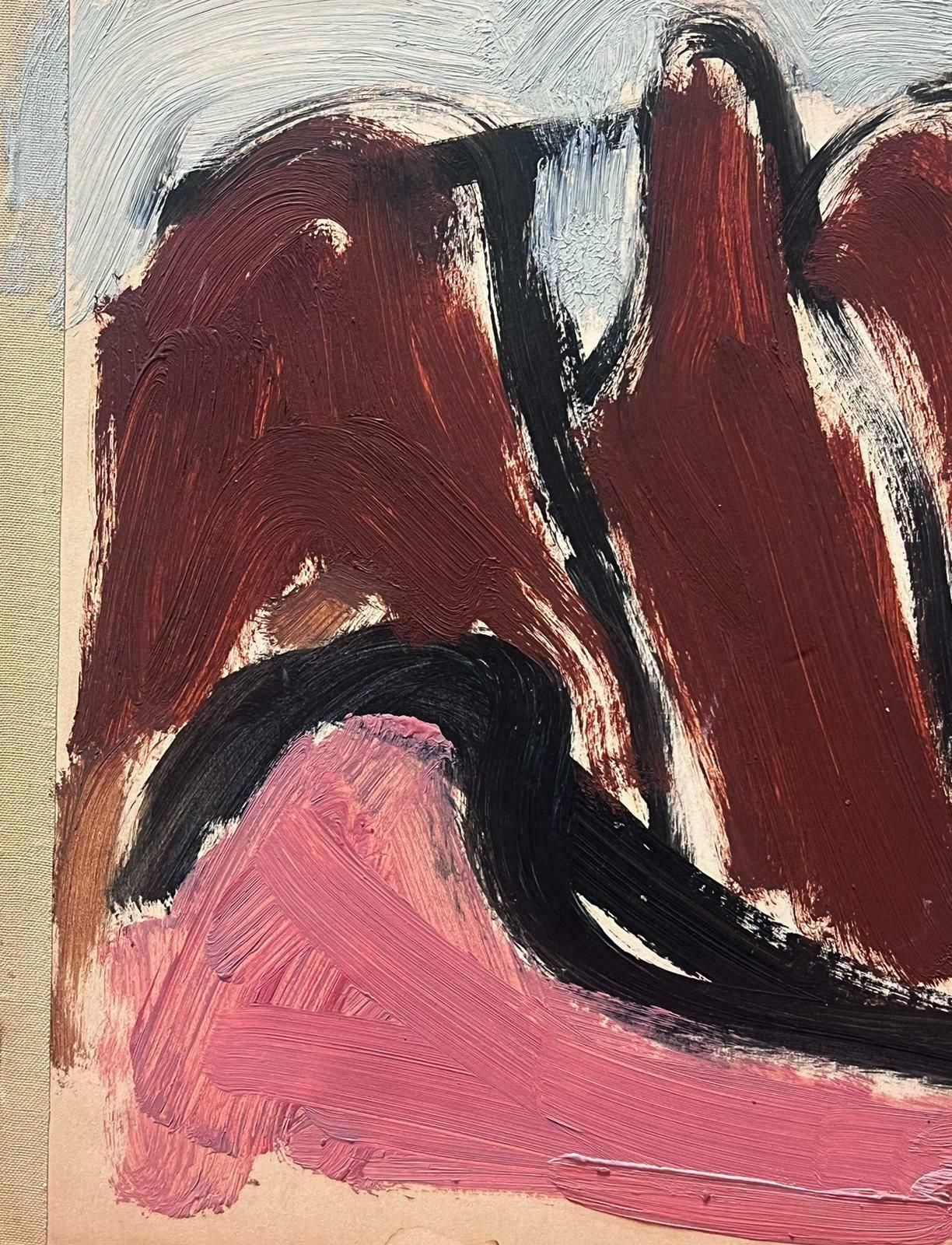 Elisabeth Hahn20th Century German Modernist Oil Painting Brown And Pink Hills20th Century photo for sale