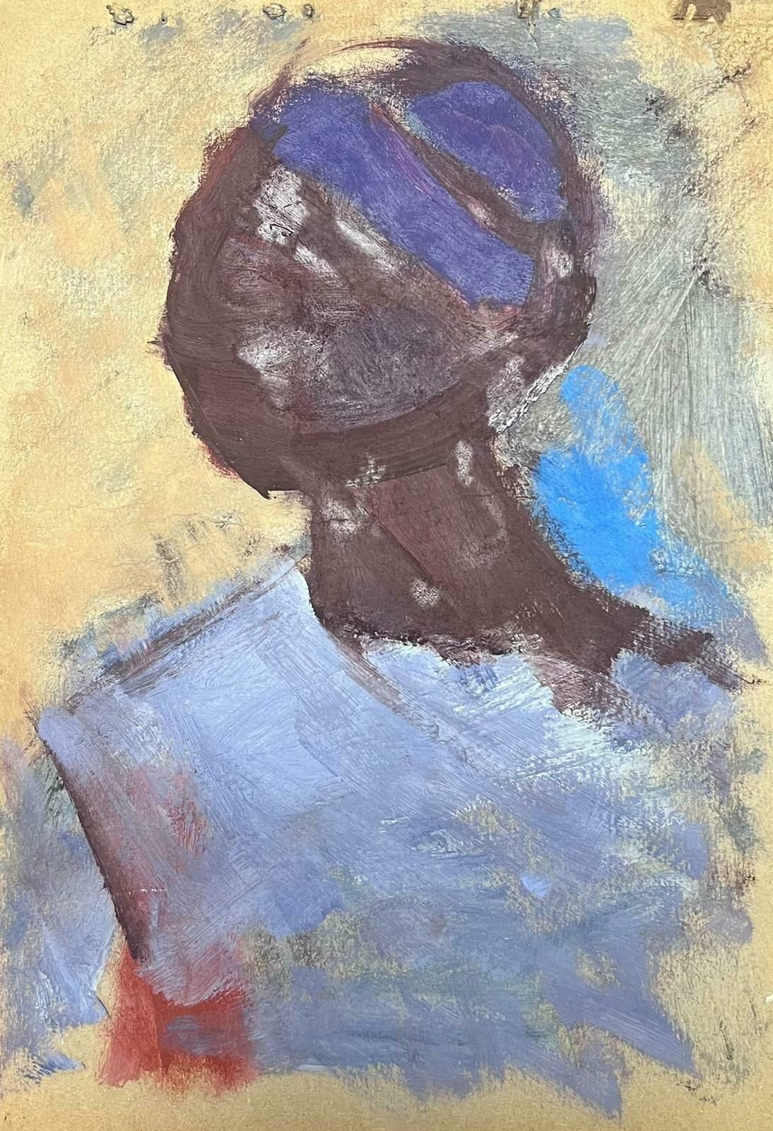 Elisabeth Hahn20th Century German Modernist Oil Painting African Model In Purple 20th Century photo for sale