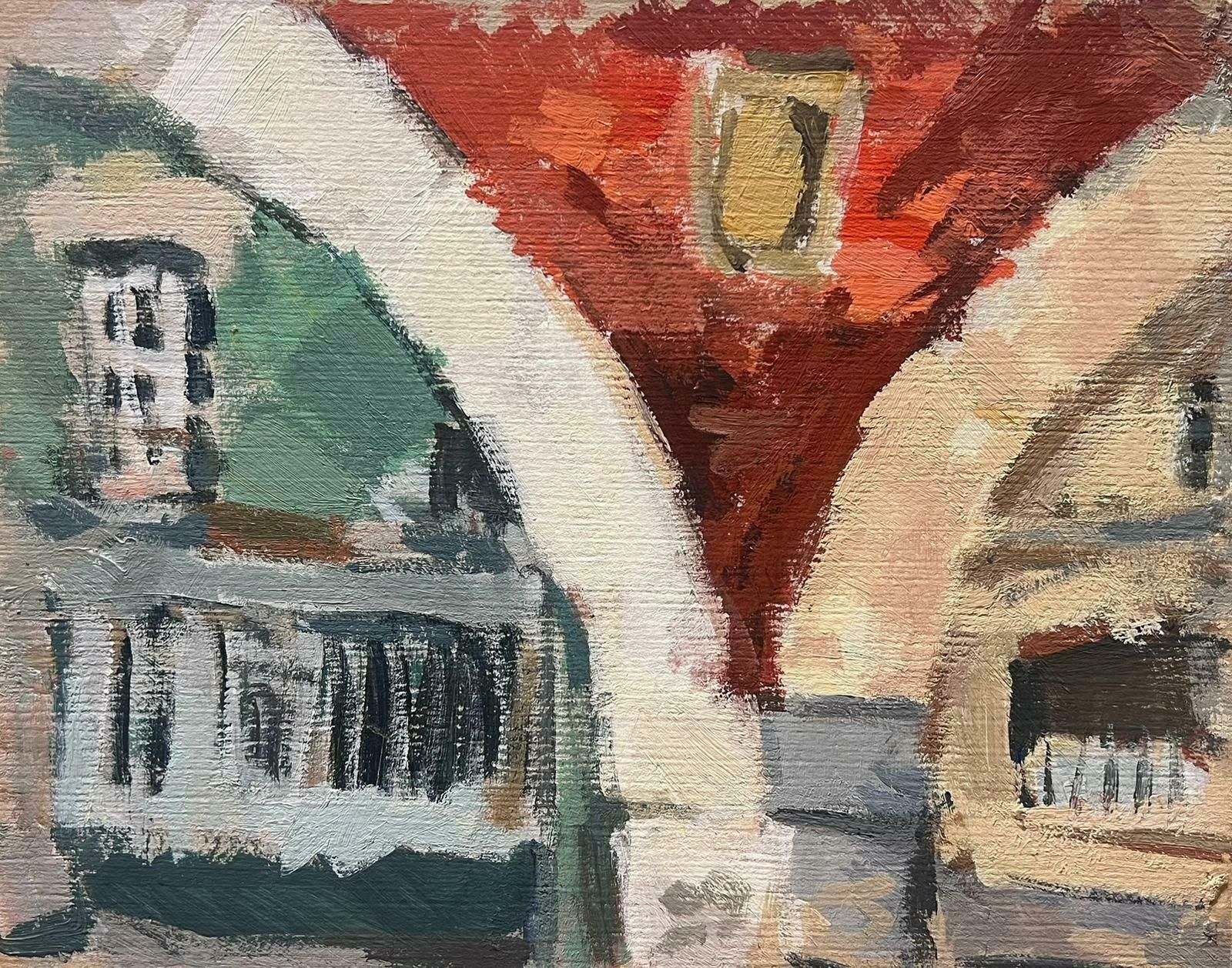 Elisabeth Hahn20th Century German Modernist Oil Painting Town Brick Arch Ways20th Century