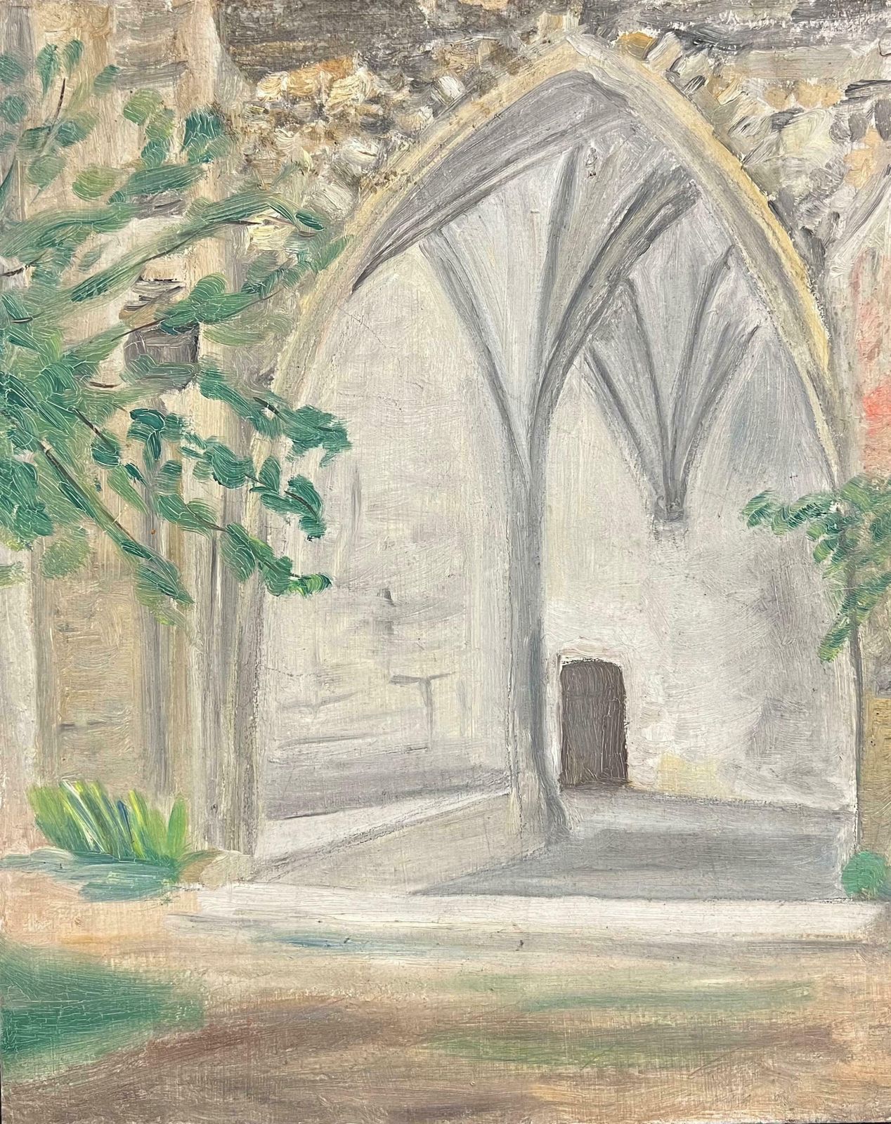 Simone Forge1930's French Impressionist Arched Cloister With Gothic Vaults And Garden 19th Century photo for sale