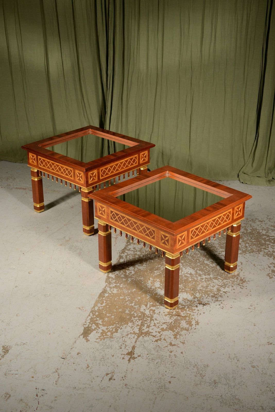 A Pair Of Moorish Style Marquetry And Parcel Gilt Occasional Tables   C.1990 photo for sale
