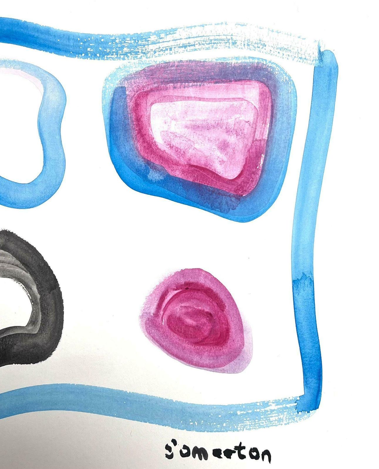 Robert Somertonabstract Expressionist British Original Watercolor Painting Shapes Patterns C. 2022 photo for sale