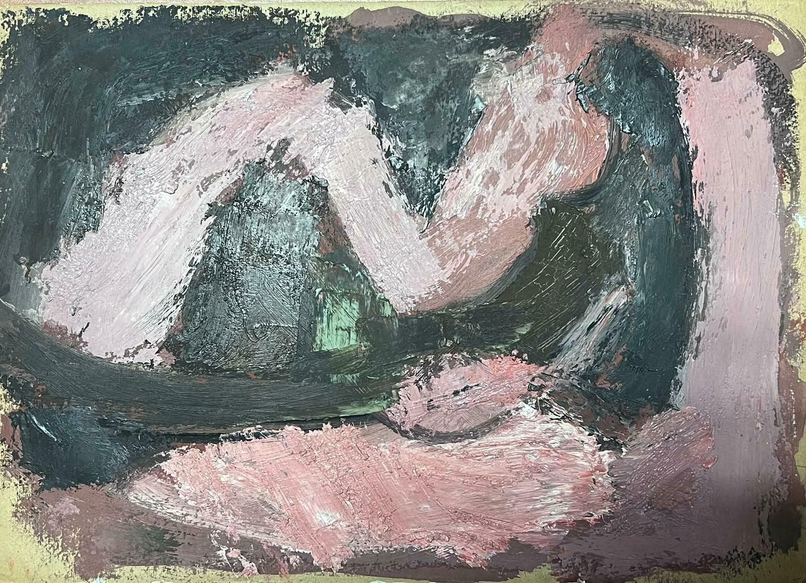 Elisabeth Hahn20th Century German Modernist Oil Painting Pink And Blue Abstract 20th Century