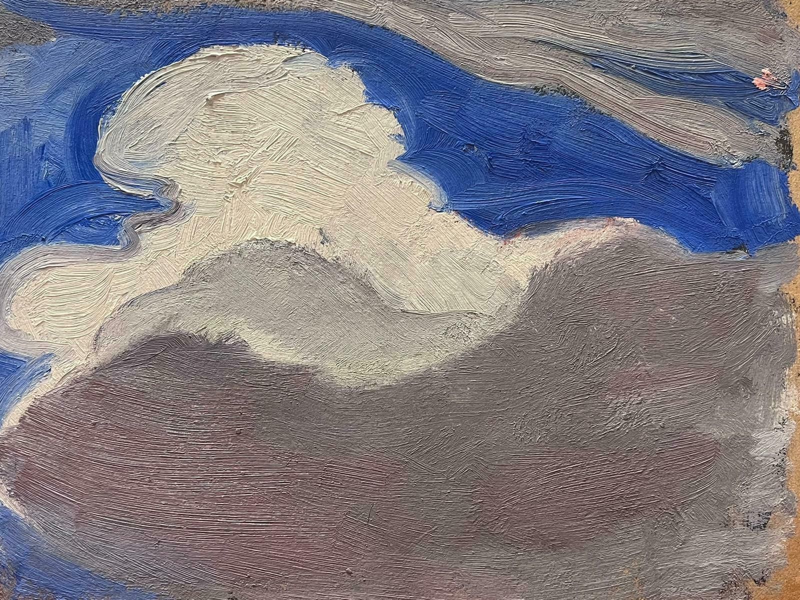 Elisabeth Hahn20th Century German Modernist Oil Painting Grey Clouds In Blue Skies20th Century photo for sale