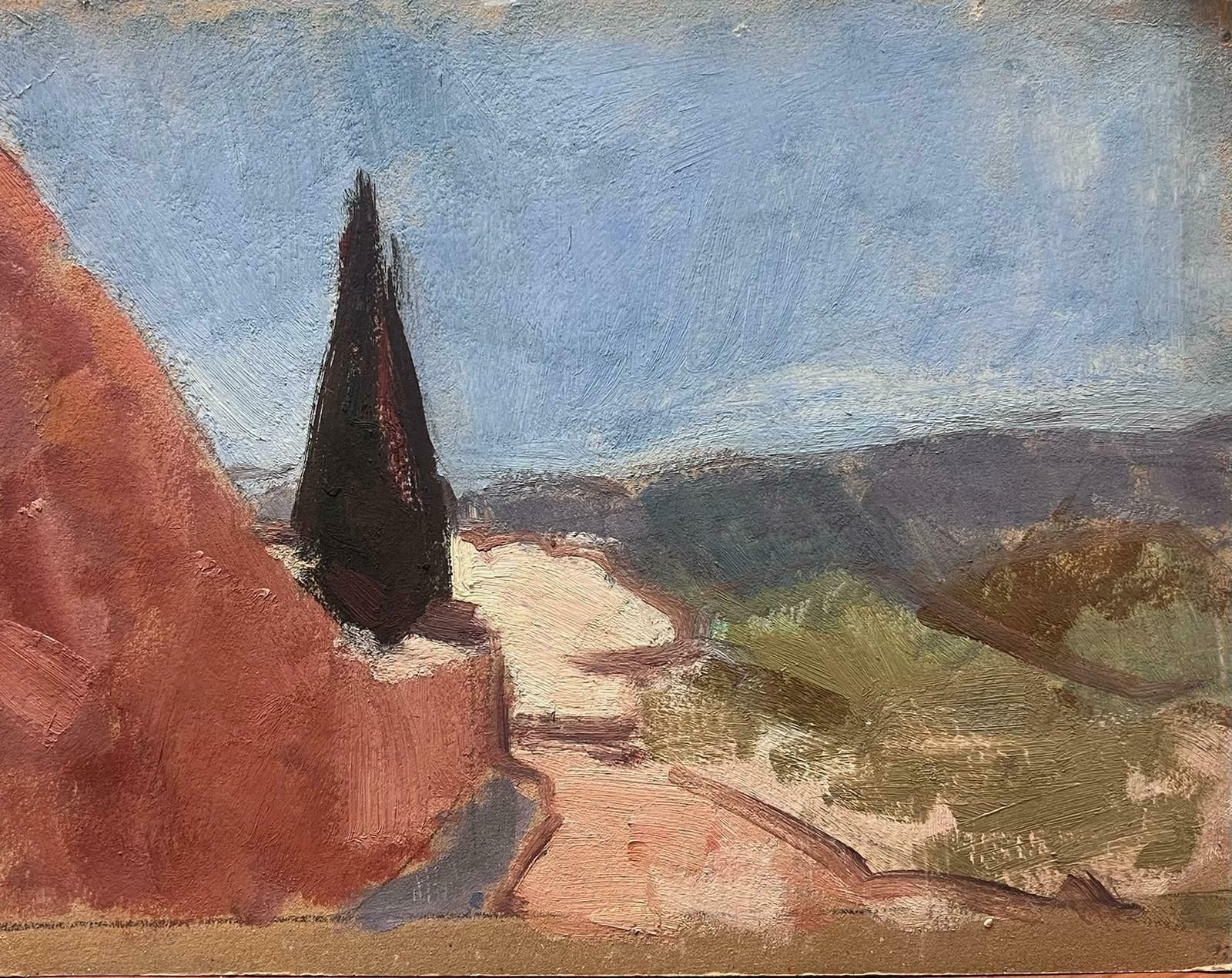 Elisabeth Hahn20th Century German Modernist Oil Painting Provence Cypress Tree Landscape20th Century photo Art