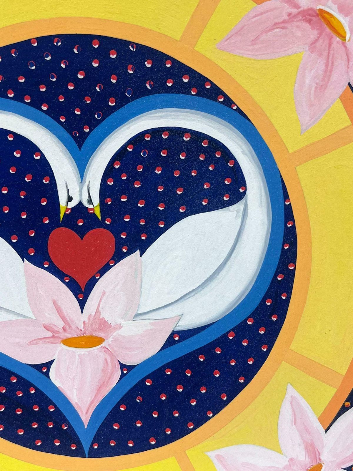 Sally Vaughancontemporary British Abstract Original Painting Heart Swan Wall Paper Design1990 photo 506.0