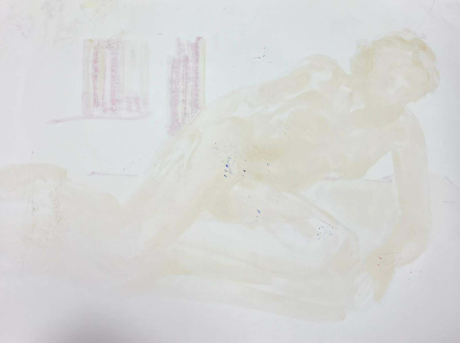 French Modernistreclining Nude Lady Model 1970's French Modernist Painting Provence Collection1970's photo 919.0