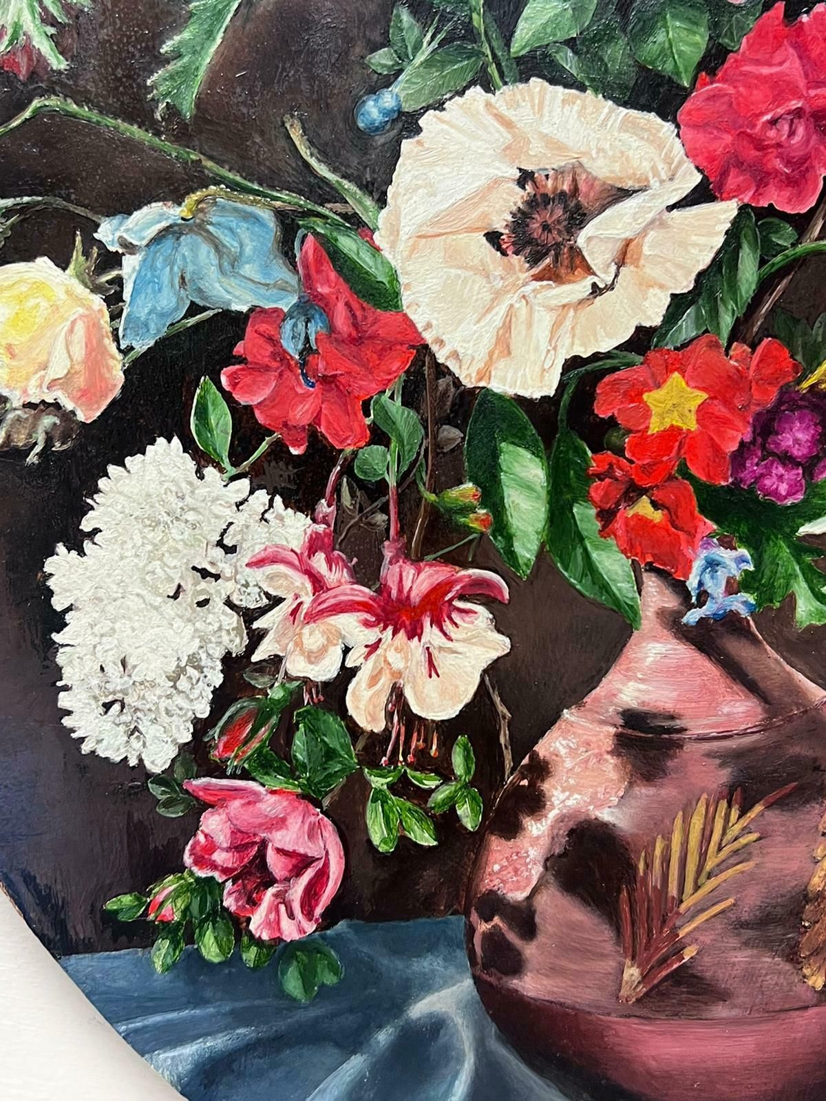 English Flower Painterfine Classical Still Life Flower Painting Signed & Dated English Oil 1980's photo 1022.0