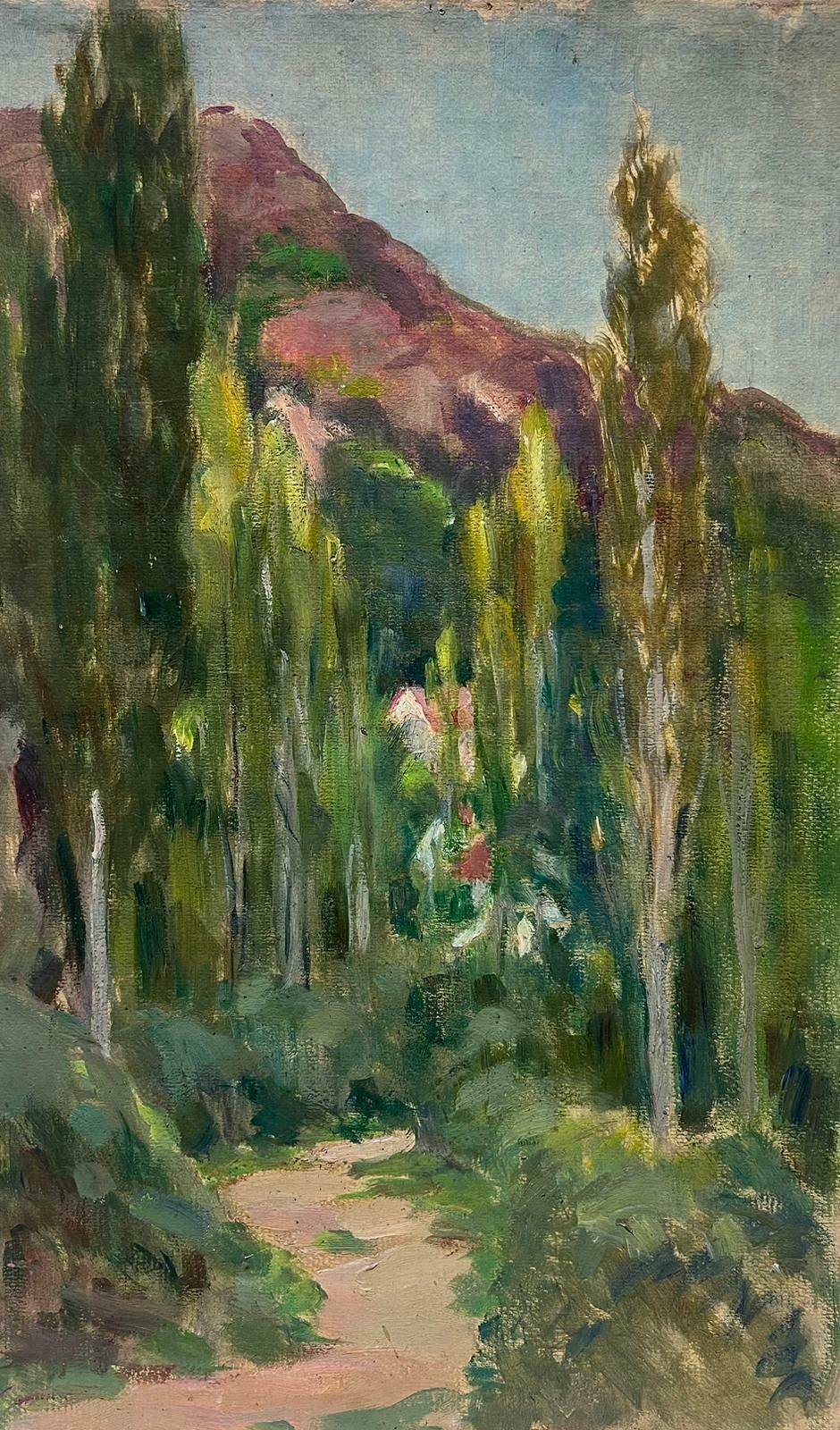 Louise Alixfrench Impressionist Oil Painting Provence Tall Tree Pathway 1940's photo 608.0