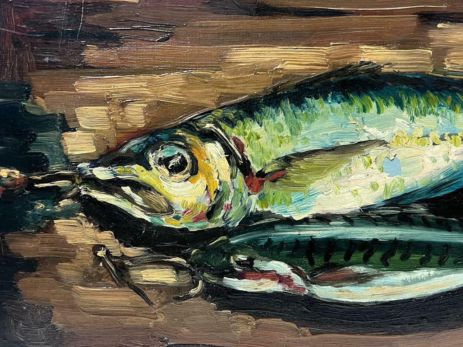 Georges Bordonovecontemporary French Impressionist Oil Still Life Fish On The Table photo for sale