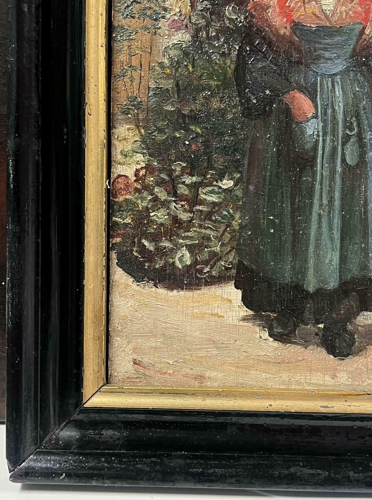 Dutch 19th Century Schoolantique Dutch Impressionist Oil Painting Portrait Of A Country Lady photo Art