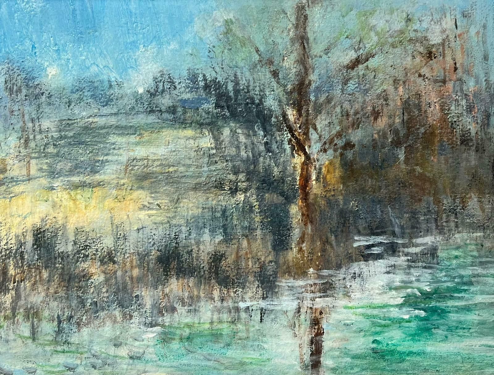 English Impressionistriver Landscape Shimmering Light Framed English Oil Painting On Canvas photo furniture