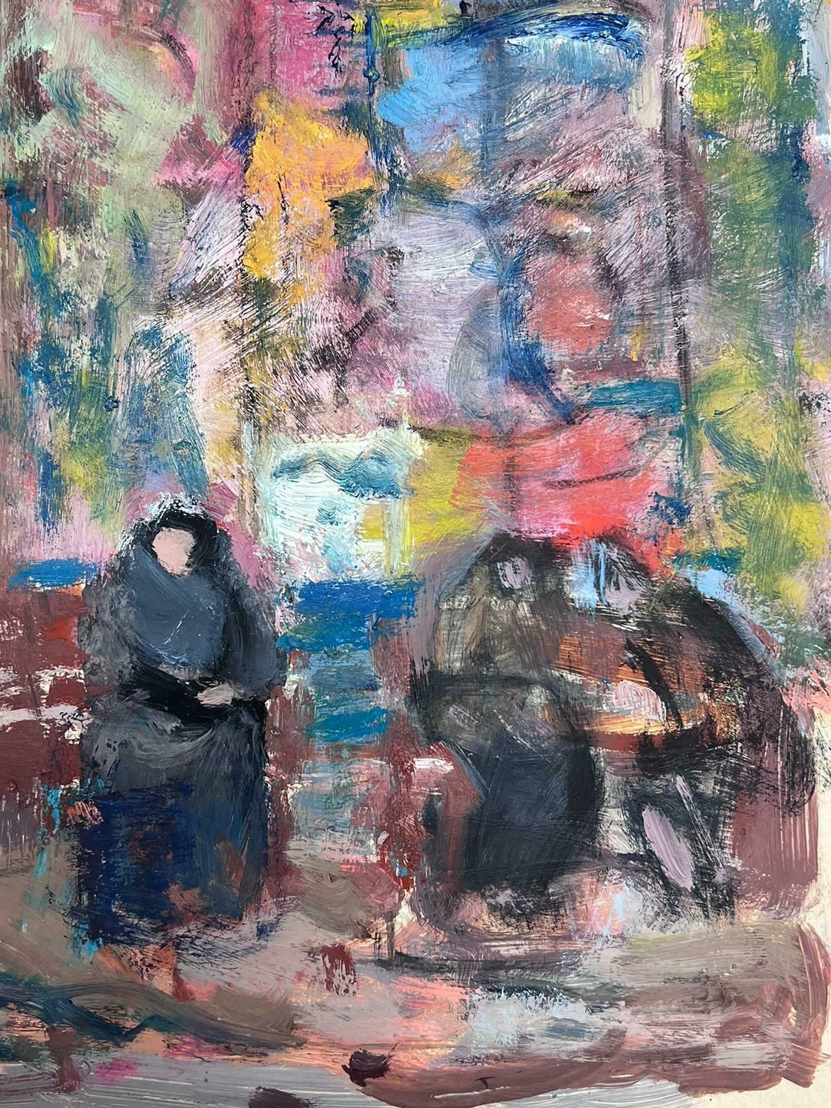 Elisabeth Hahn20th Century German Modernist Oil Painting Colourful Figures In Street20th Century photo furniture