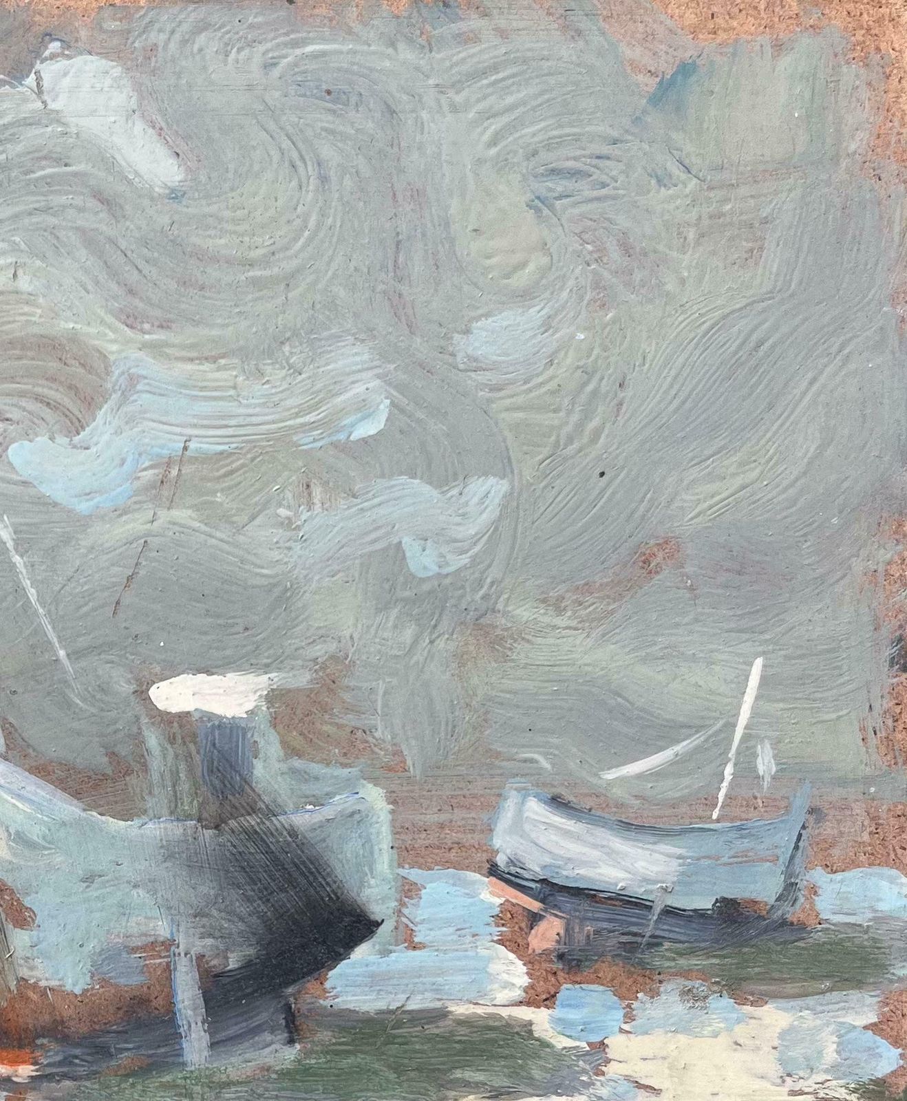 Fanch Lelfrench Impressionist Oil Painting Of A Coastal Scene With Boats At Low Tide1996 photo vinterior
