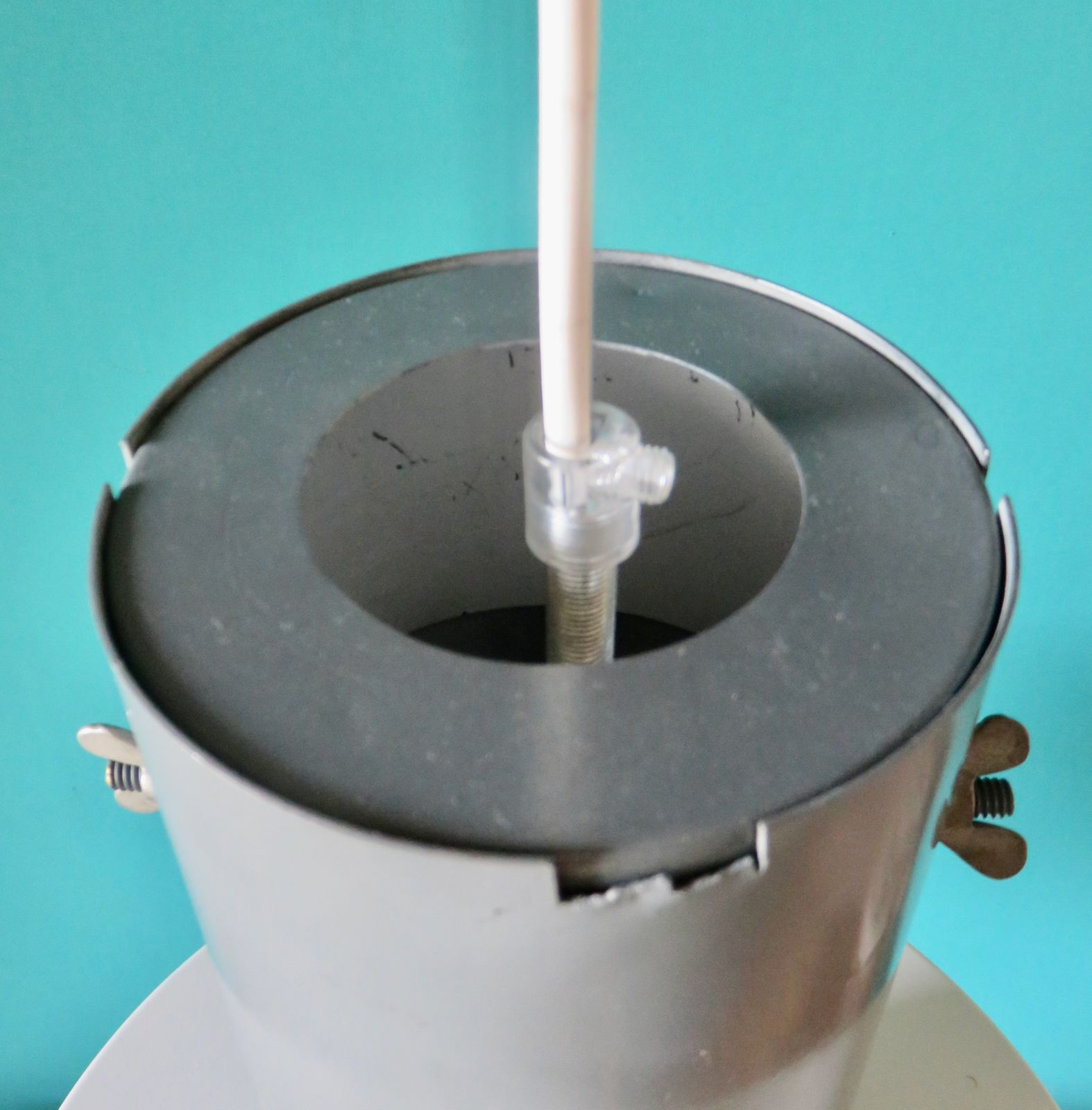 Large Industrial Pendant Light In Anthracite And White Lacquered Metal. Denmark 1960 photo vintage