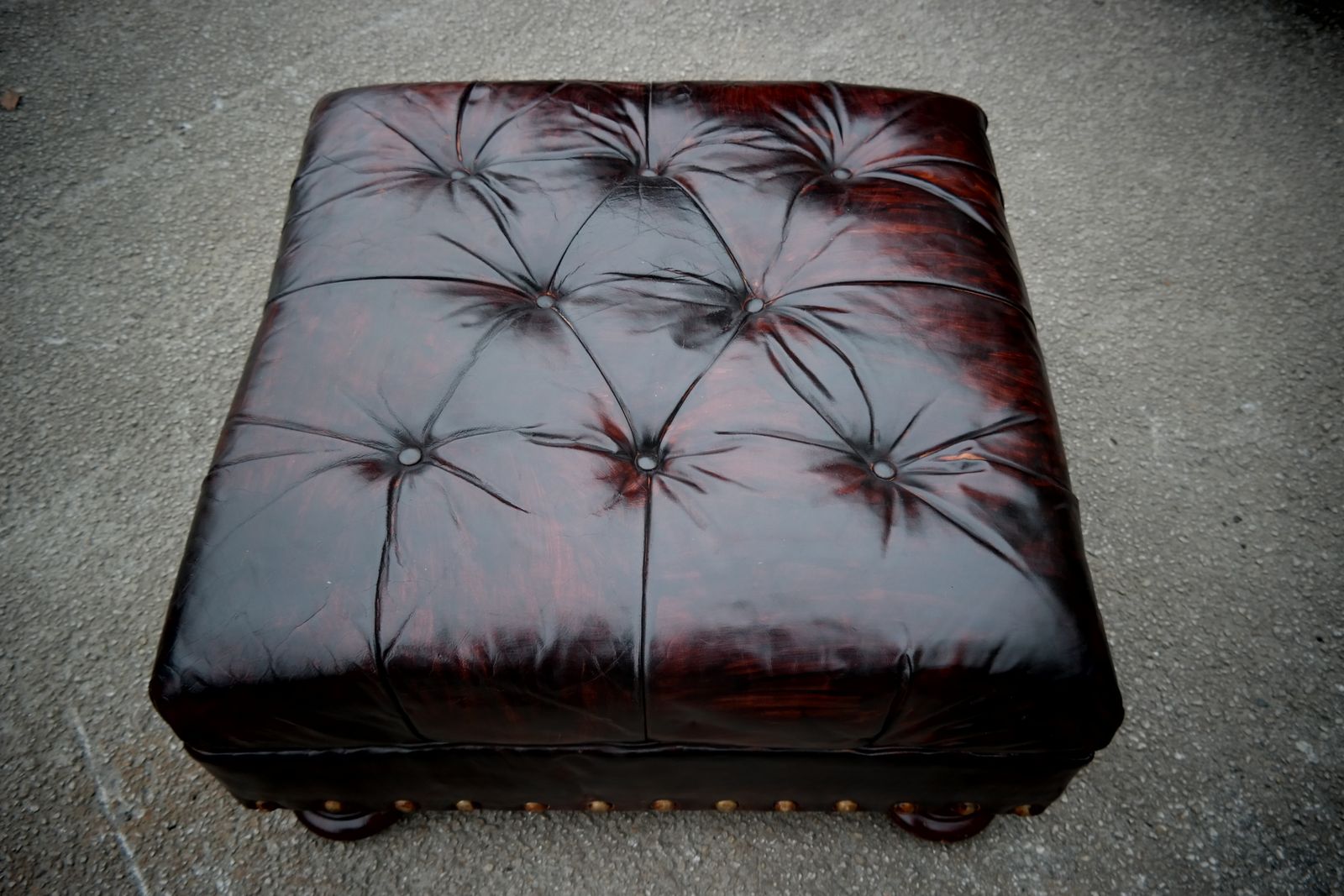 photo buy Restoration Hardware Writers Henredon Leather Armchair Footstool Antique Brown