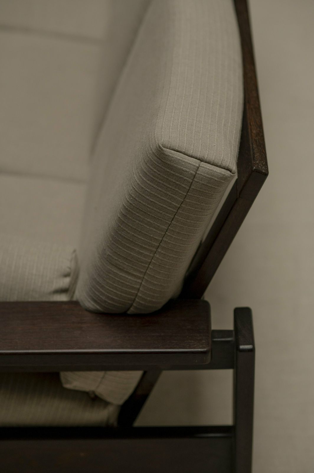 photo for sale Mid Century Wengé Three Seat Sofa