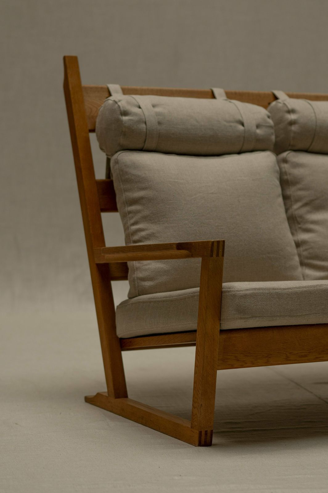 Danish Oak And Linnen Love Chair 1960s photo Furniture