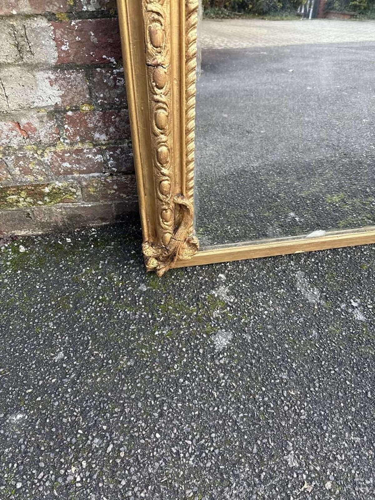 A Spectacular Large Antique English 19th C Arched Top Gilt Mirror. photo for sale