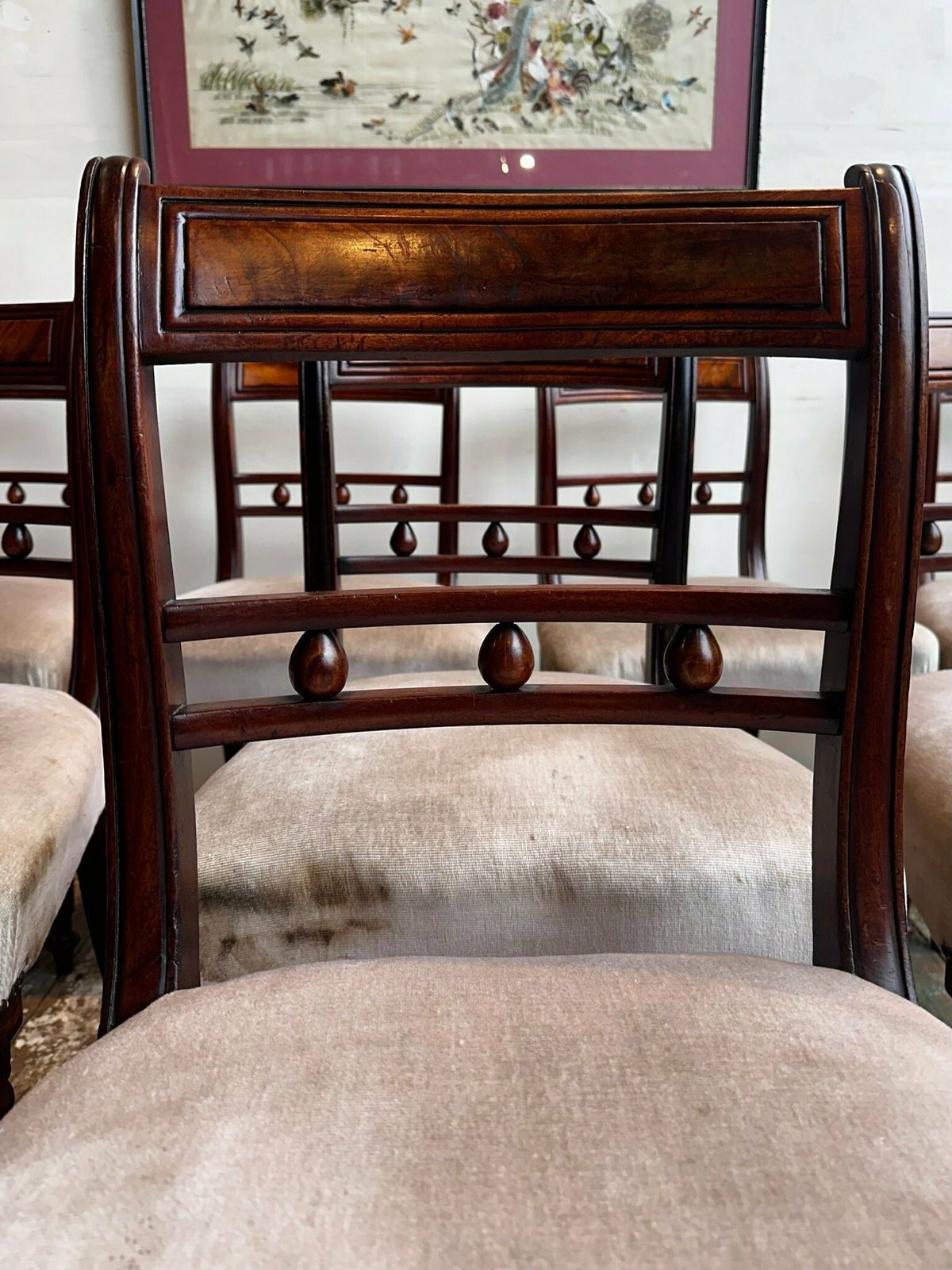 2 Pairs Of Upholstered Regency Dining Chairs C.1850 ( 4 X Pairs Available) photo vinterior