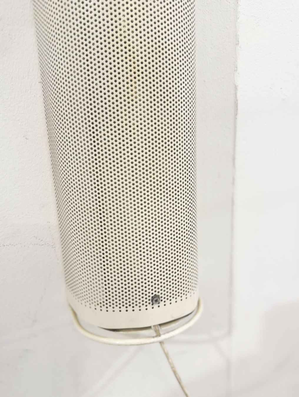 Pair Of White Perforated Metal Wall Lights, 1980, France photo furniture